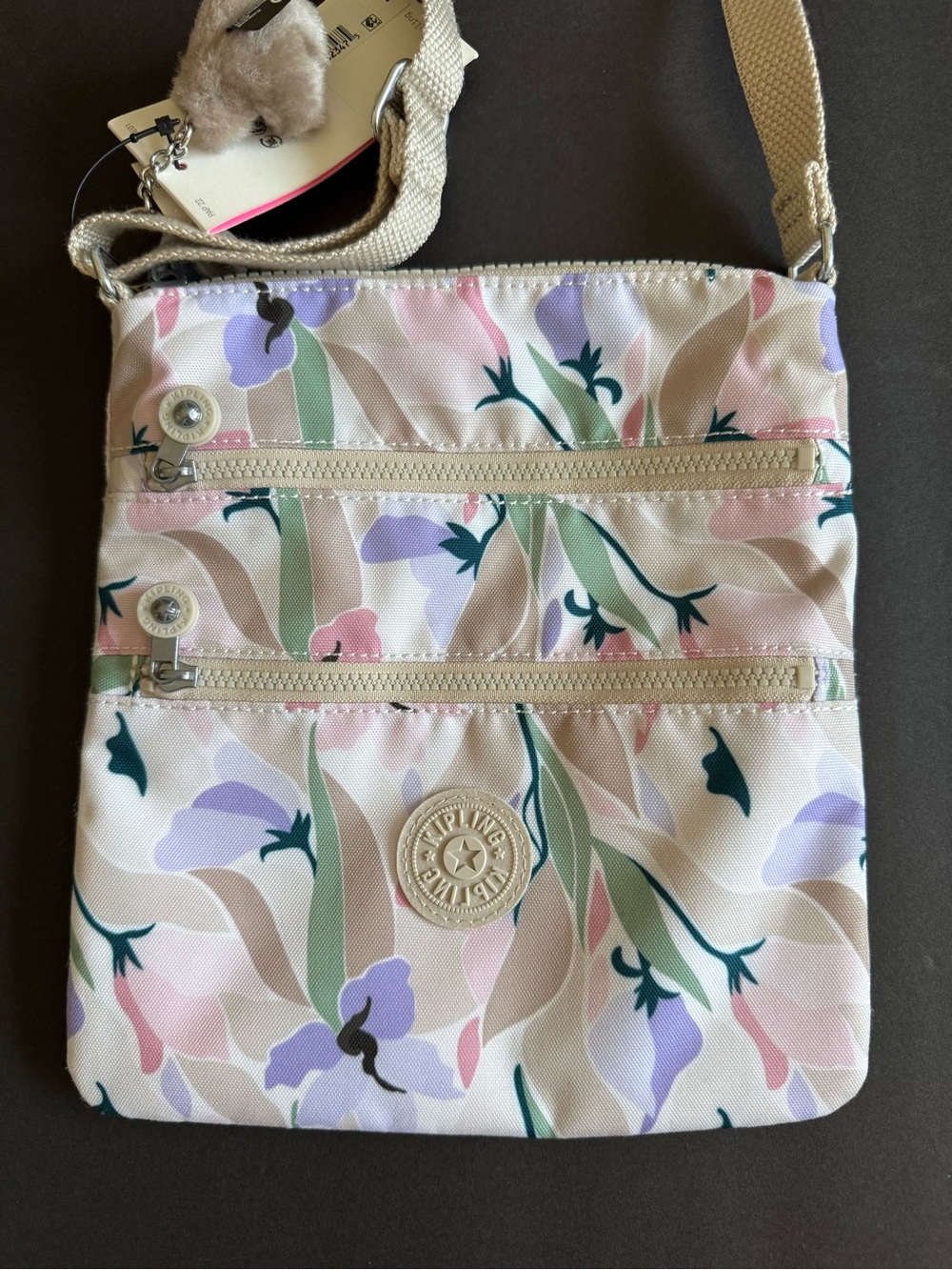Kipling Keiko Crossbody Bag NWT Floral Print Adjustable Strap Multi-Pocket